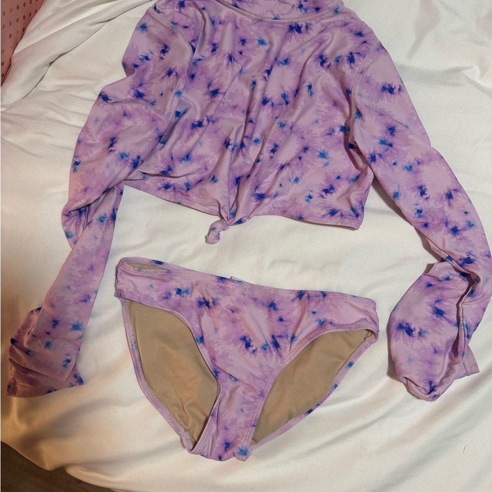 Kids Tie-Dye Bikini Set - Purple and Blue